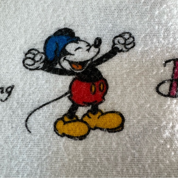 Vtg Mickey Mouse Print Flannel Sheet Cotton Disney Flat - Picture 8 of 9